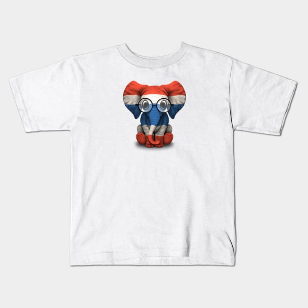 Baby Elephant with Glasses and Thai Flag Kids T-Shirt by jeffbartels